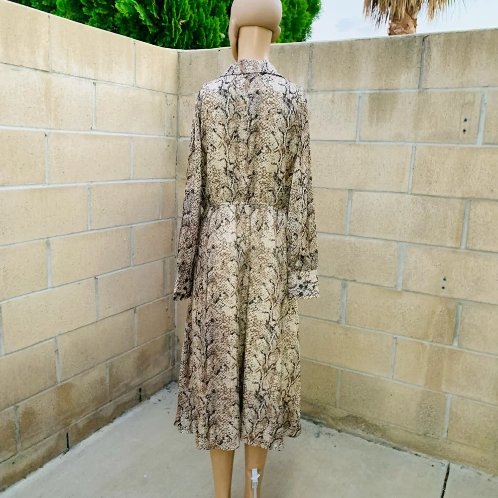 Gibson Latimer Snake Skin Long Sleeve Maxi Dress Size S - Picture 6 of 11